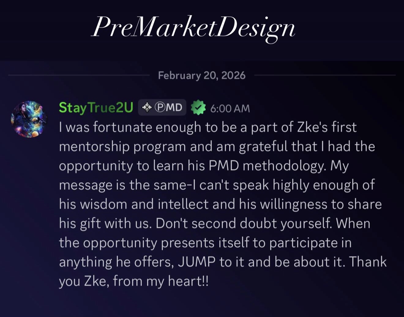 Member testimonial about execution